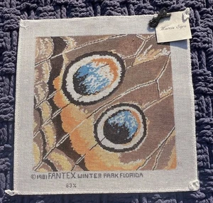 VTG 1981 Handpainted Needlepoint Canvas Butterfly Closeup Fantex Florida 15x15.5 - Picture 1 of 5
