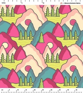 Minerva Exclusive Linen Fabric - POD - Mountain Memoir - per metre - Picture 1 of 5