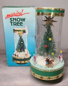 Vintage Musical Christmas Snow Tree rotating Plays  SILENT NIGHT  1960's READ - Picture 1 of 12