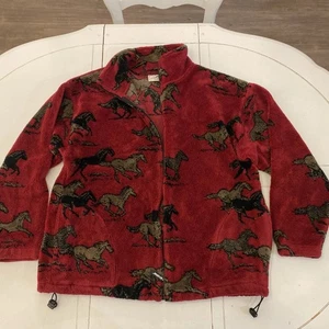 Chaqueta De Colección Negra Montaña Vellón Cremallera Completa Caballo Ecuestre Rojo Hombres Grande EE. UU. - Imagen 1 de 12