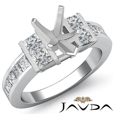 Pear Cut Semi Mount Princess Side Diamond Engagement Ring 14k White Gold 1 Ctw - Image 1 of 3