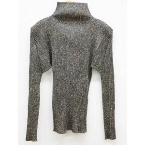 Issey Miyake Pleats Please Women's Top Blouse Brown Long Sleeve High Neck Ladies - Picture 1 of 5