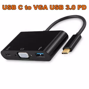 USB-C Type C to VGA USB 3.0 USB-C PD Power Adapter Converter Cable For MacBook - Picture 1 of 5