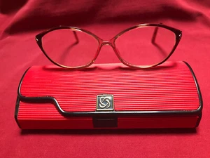 Vintage Timex T156 Cat eye Style Eyeglasses 52-12-135 Vintage Brown Gold Frames - Picture 1 of 5