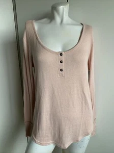 *NWT* Susina women’s medium pink smoke long sleeve henley shirt scoop neck - Picture 1 of 7
