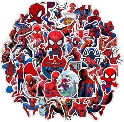 UK MARVEL Stickers Hydro Flask 50 Pcs Spiderman Cartoon Phone Laptop Sticker NEW - Image 1 of 4
