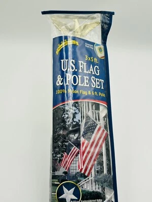 Annin US Flag Nylon Grommet Embroidered Stars Kit 3x5 ft Pole 6ft Eagle Ornament - Image 1 of 4