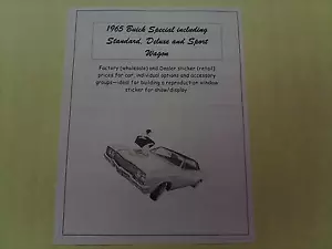 1965 Buick Special factory (wholesale) dealer (retail) prices for cars + options - Picture 1 of 1