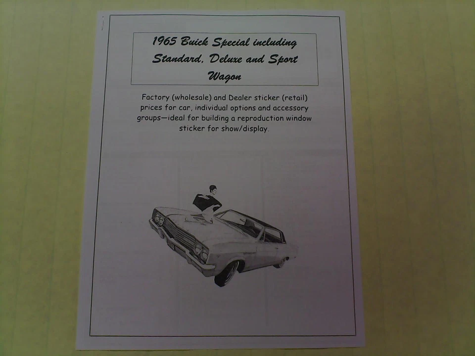 1965 Buick Special factory (wholesale) dealer (retail) prices for cars + options - Image 1 of 1