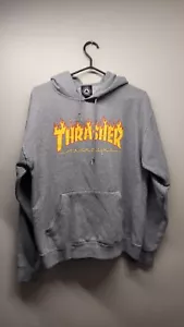 Vintage Thrasher Skateboard Deadstock HOODIE SWEATSHIRT Mens Medium Gray Y2K - Picture 1 of 6