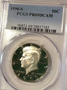 Medio dólar Kennedy S 50C 1990 graduación profesional PR69DCAM - Imagen 1 de 2