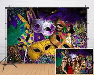 7X5FT Mardi Gras Theme Photography Backdrop Masquerade Backgrounds Birthday D... - Picture 1 of 7