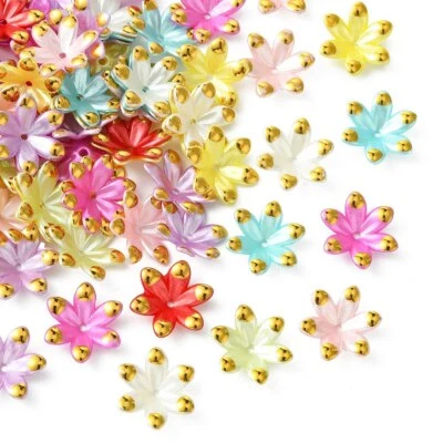 100pcs Acrylic Flower Bead Caps 29mm 6-Petal Lily Beads Trumpet Flower Beads Foto 1 de 4