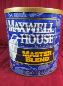 Vintage Maxwell House Coffee Can Master Blend 34.5oz For All Coffee Makers - Picture 1 of 5
