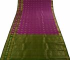Indian Ethnic Zari Woven Cotton Blend Party Wear Saree Sari Fabric Magenta