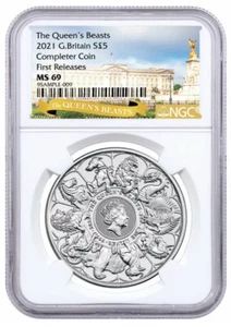 2021 Great Britain 2 oz Silver Queen's Beasts Completer £5 Coin NGC MS69 FR - Picture 1 of 2