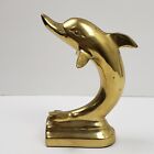 Vintage Mcm Solid Brass Dolphin Bookend Patina Gatco Mid Century Mod Decor