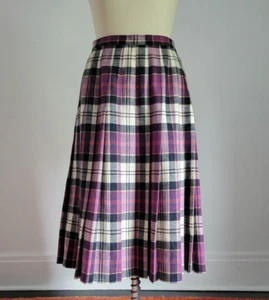 VTG PENDLETON AUTHENTIC DRESS CULLODEN TARTAN PURPLE PLAID WOOL PLEATED SKIRT - Picture 1 of 5