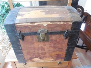 Antique Domed Wood Trunk w/ Removable Insert REDUCED - Picture 1 of 10