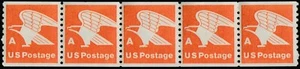 US 1743 A Series Orange Eagle 15c coil strip 5 MNH 1978 - Picture 1 of 1