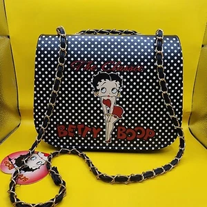 NWT Betty Boop Shoulder Bag 10x8 Crossbody Purse Polka Dot Magnetic Snap Vegan - Picture 1 of 12