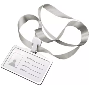 1X(Horizontal Style Aluminum Alloy ID Card Holder with Lanyard Neck for Women an - Picture 1 of 6