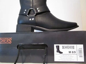 Searchers Herren Cowboy Biker Motorrad Stiefel mit runder Schnalle schwarz Größe M 8/9 - Bild 1 von 6
