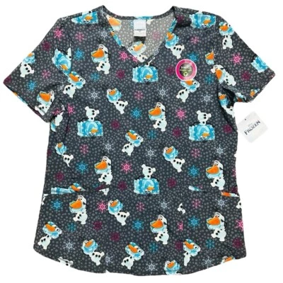 Women’s Scrubstar Frozen Olaf Scrub Top Size Medium NEW - Image 1 of 4
