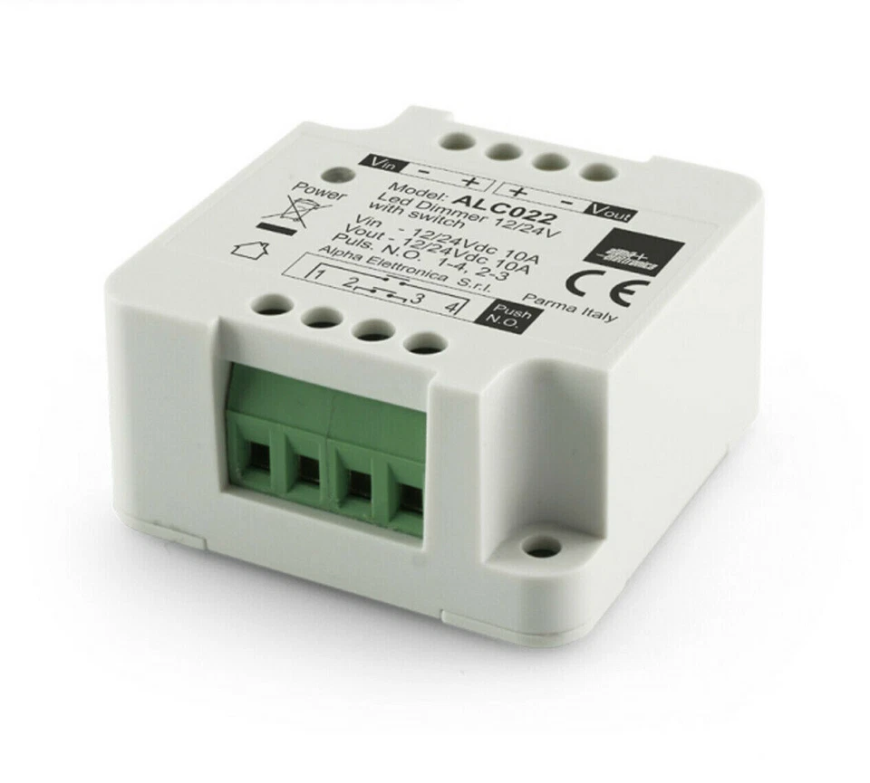 DIMMER PER STRISCIA LED MONOCOLORE LED COMANDO A PULSANTE 10A  AMPERE 12V 24V - Immagine 1 di 2