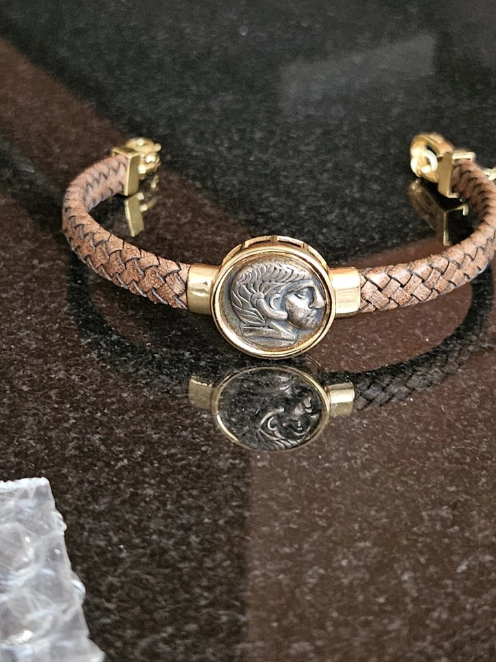 Pulsera italiana vintage de cuero trenzado Monete  Foto 1 de 1