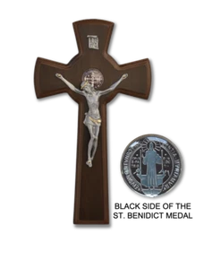 †ST BENEDIKT MEDAILLE/KRUZIFIX: 8" Holz Wandkreuz - katholisch sakramental  - Bild 1 von 1