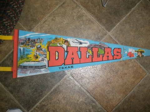 Vintage Souvenir Dallas Texas Pennant 25" Cover