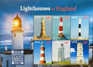 NEVIS LIGHTHOUSES OF ENGLAND STAMPS SHEET MNH 2015 LIGHTHOUSE OCEAN MARINE SEA - Picture 1 of 1