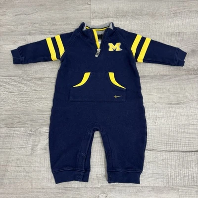 Vintage Nike Team Navy Blue Michigan State 1/4 Zip Romper Size 6-9 Months - Image 1 of 4