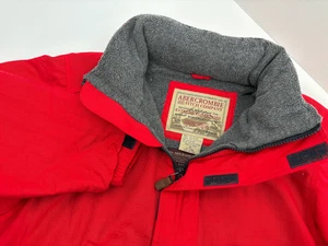 Abercrombie & Fitch Vintage Herren Rot EXTREMER ZUSTAND Anorak Parka Jacke Kapuze XS - Bild 1 von 9