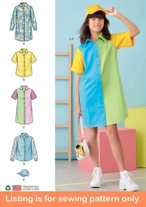 SEWING PATTERN Girls Clothes Clothing Button-Down Shirt-Dress Baseball Cap 9763 - Picture 1 of 3