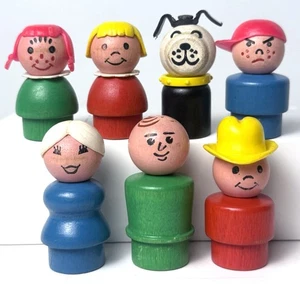 Fisher-Price Little People Play Family 663 Juego Completo Madera Perro Amarillo De Colección 1967 - Imagen 1 de 16