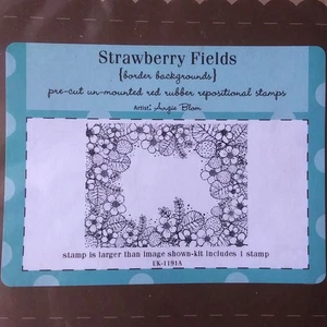 Red Rubber Stamp Strawberry Fields from Unity Stamps Background A2 size - Picture 1 of 5