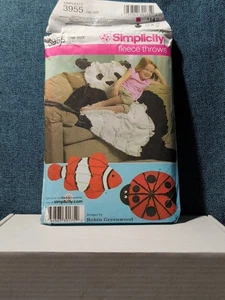 Simplicity 3955 Fleece Animal Throws Pattern: Panda, Ladybug, Clown Fish - UNCUT - Picture 1 of 24