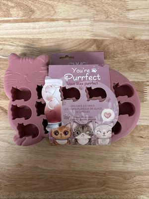 Maybe Silicone Cat Ice Cube Trays Set Of 2 For Cocktails Coffee Teas Drinks NEW - Image 1 of 4
