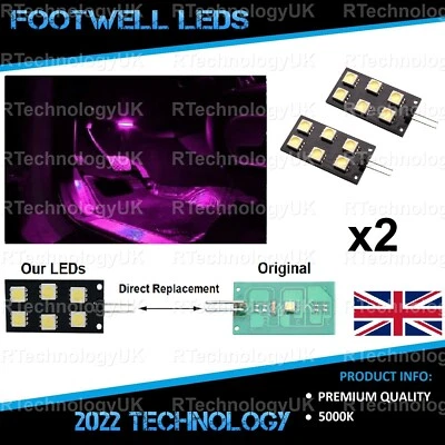 BOMBILLAS LED PREMIUM ROSA FOOTWELL para AUDI A3 S3 CABRIOLET SPORTBACK 15-19 Foto 1 de 3