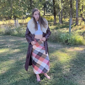 Falda Laura Ashley Mujer Talla 4 EE. UU. Vintage Otoño Preppy Cuadros Lino Algodón - Imagen 1 de 12