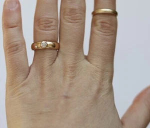 18k YELLOW ROSE GOLD ANTIQUE Gypsy Diamond Old European Cut Ring, Bezel Set 5 - Picture 1 of 12
