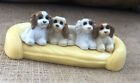 Fisher Price Loving Family Dollhouse Baby Cocker Spaniel Puppies Dog Yellow Bed