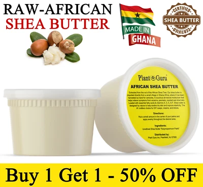 PLANT GURU Raw African Shea Butter 16 oz. 100% Pure Organic Natural Unrefined From Ghana