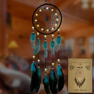 Dream Catchers Handmade Feather Native Home Wall Decoration Blue - Picture 1 of 12