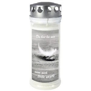 Candela tombale a fuoco continuo 7 giorni - candela commemorativa motivo "piuma/pietra" JEKA luce tombale - Foto 1 di 2