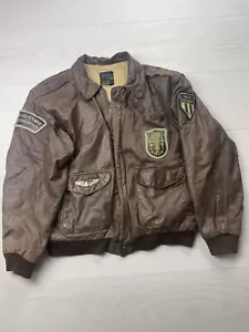 Vintage Global Identity US War Photographer Leather Bomber Jacket - Bild 1 von 11