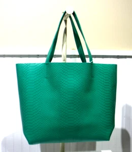 GiGi New York Peyton Tote Tote in pelle di pitone goffrato nuova con etichette VERDE - Foto 1 di 12