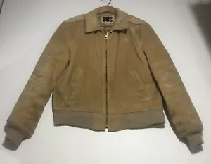 Vintage William Barry Herren Wildleder Lederjacke hellbraun mit Schulterklappen Medium - Bild 1 von 14